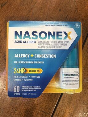 Nasonex 24 Hour Non Drowsy Nasal Spray 120 Sprays New Sealed - Exp August 2027